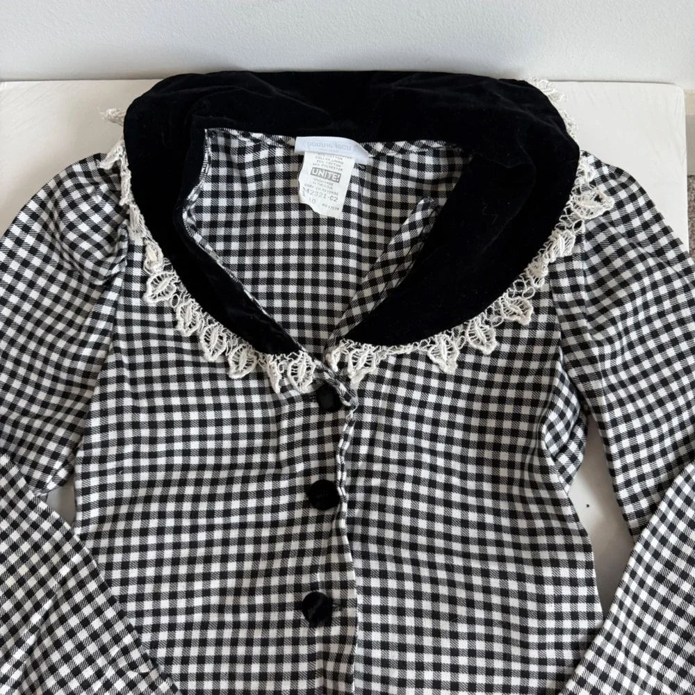 Vintage 90s Bonnie Jean Plaid Velvet Trimmed Skirt Set‎ Girls Size 10